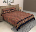 Navy & Rust Orange Mandala Geometric Print Cotton Double Bedsheet