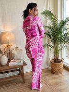 Pink Paisley Print Premium Crepe Co-ord Set – Kurta with Flared Pants (Set of 2)