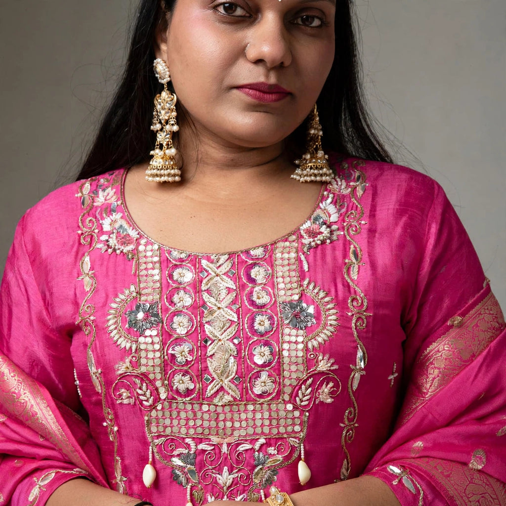Gulbahar – Pink Sequin Embroidered Festive Suit Set with Zari Woven Dupatta