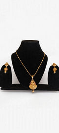 Shri – Antique Gold Finish Lakshmi Temple Pendant Set with Jhumka Earrings