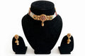 Kumudini – Antique Gold Finish Floral Pearl Choker Set with Jhumka Earrings