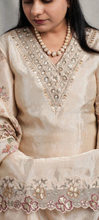 Chandni – Ivory Floral Embroidered Festive Suit Set with Printed Scalloped Dupatta
