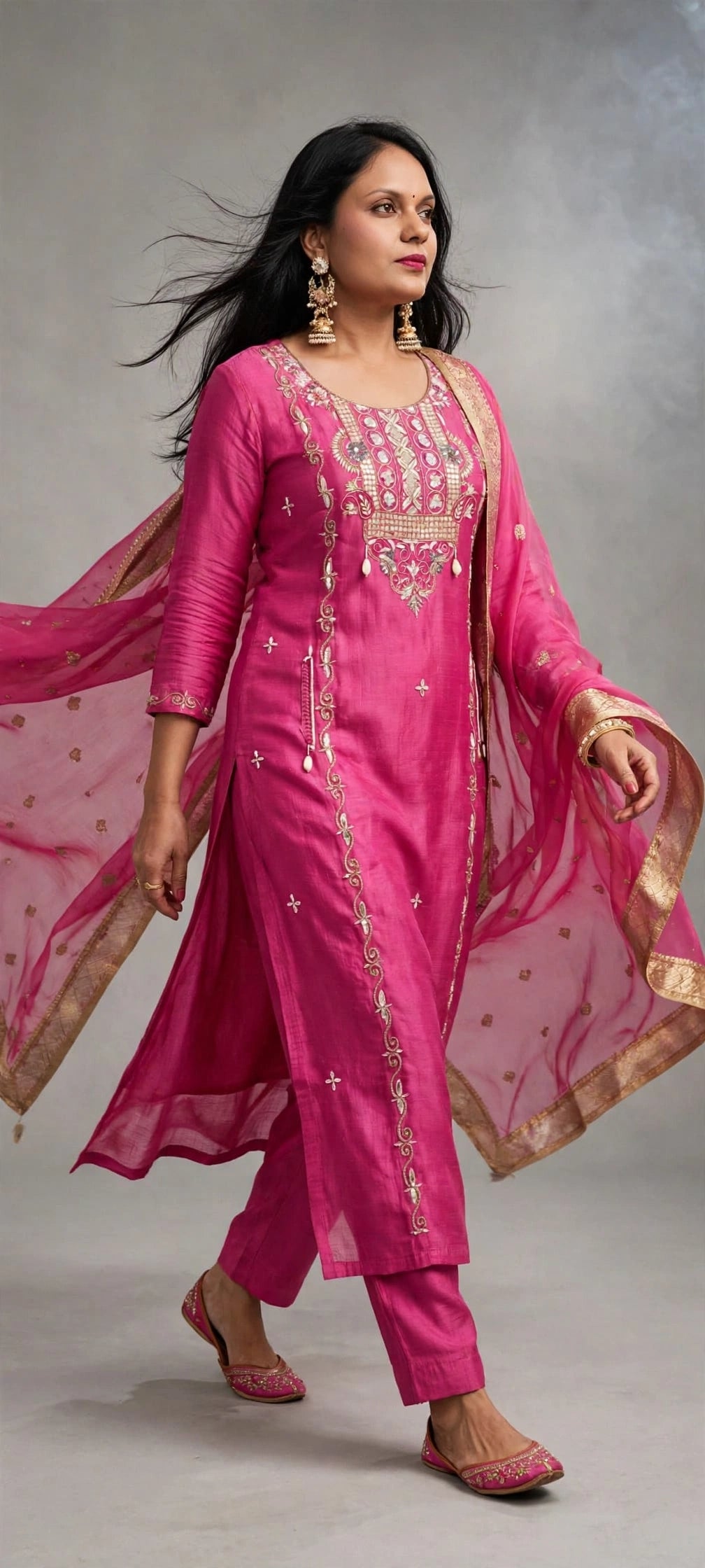 Gulbahar – Pink Sequin Embroidered Festive Suit Set with Zari Woven Dupatta