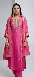 Gulbahar – Pink Sequin Embroidered Festive Suit Set with Zari Woven Dupatta