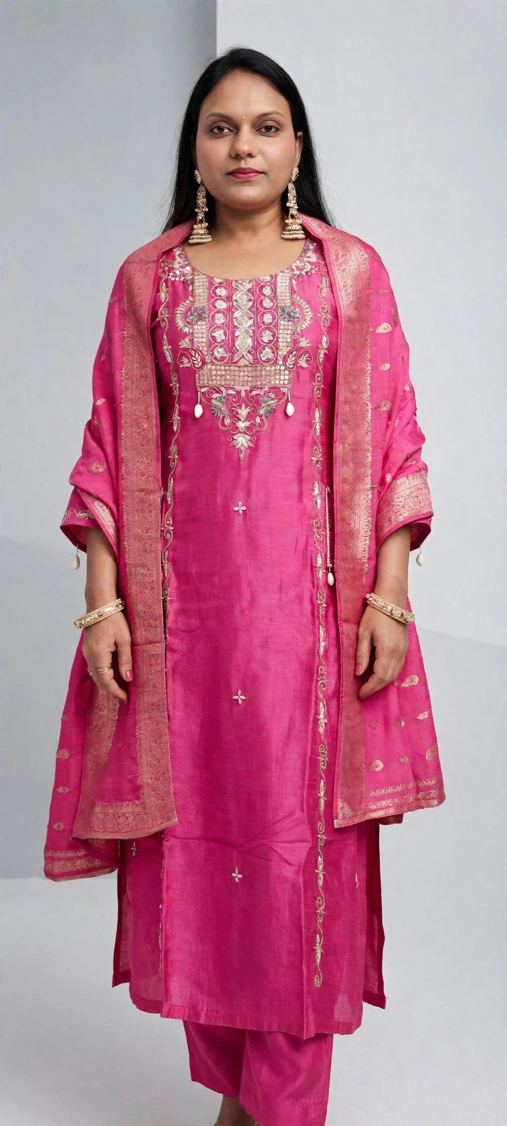 Gulbahar – Pink Sequin Embroidered Festive Suit Set with Zari Woven Dupatta