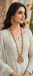 Chandbali Kundan Long Necklace Set (Rani Haar)