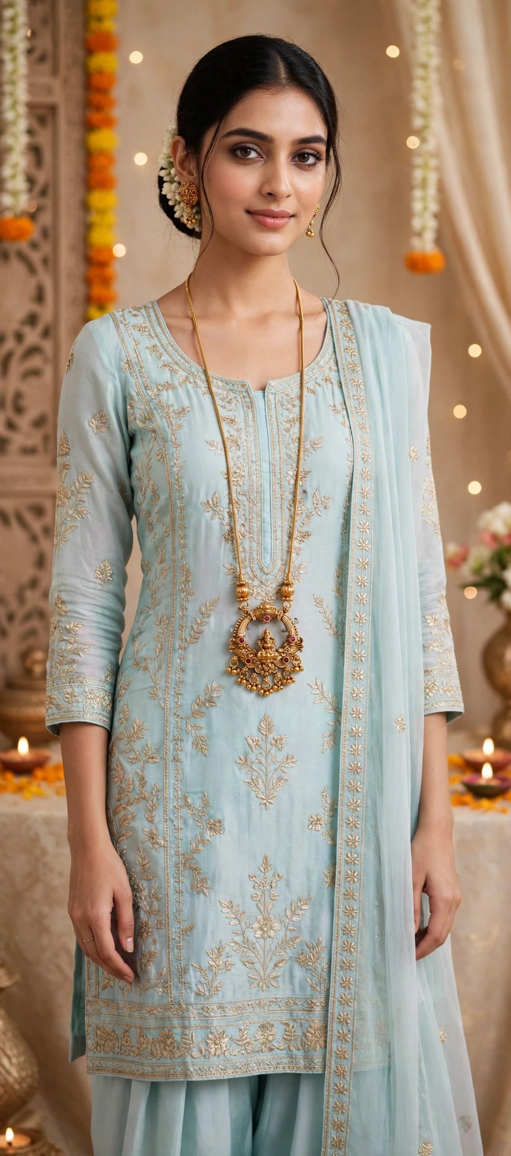 Lakshmi Arch Pendant Long Chain Set