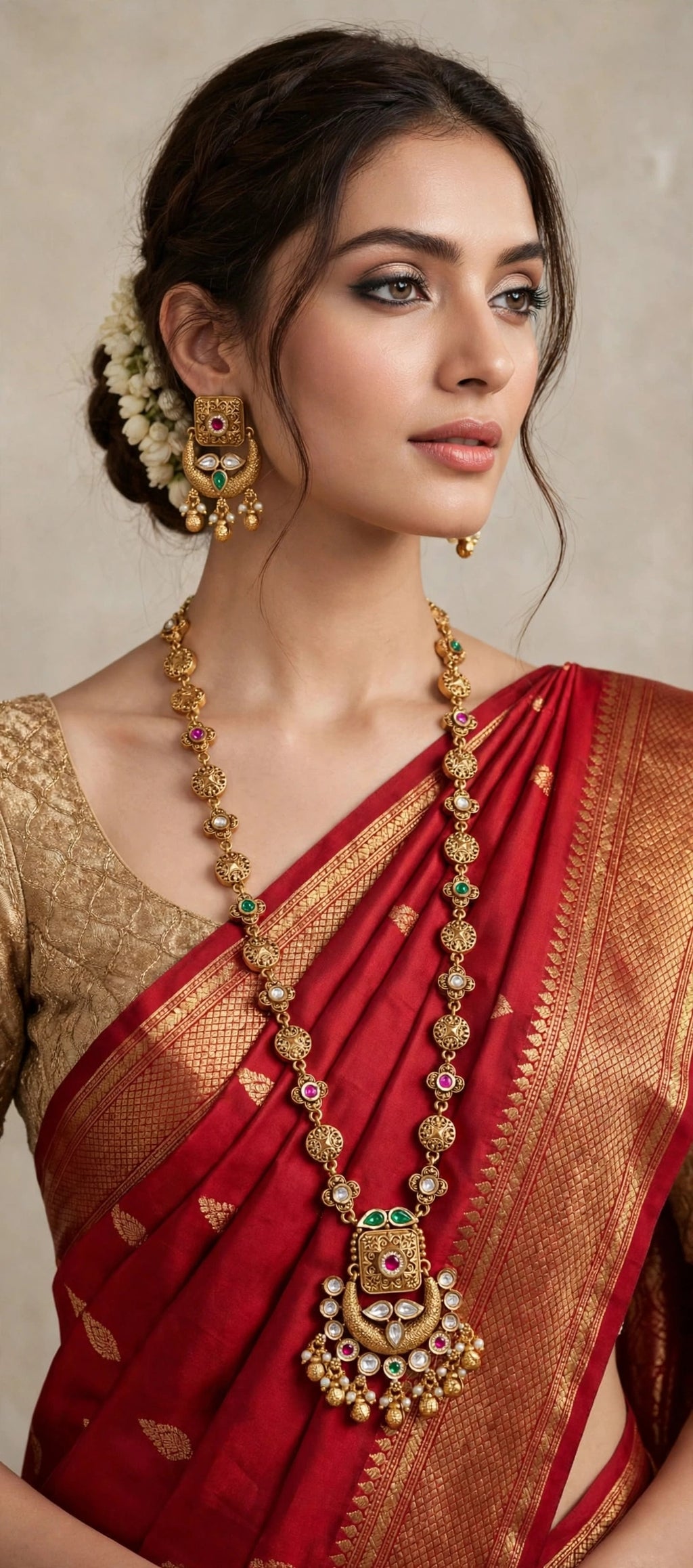 Chandbali Kundan Long Necklace Set (Rani Haar)