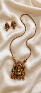Lakshmi Temple Gopuram Pendant Set with Rope Chain