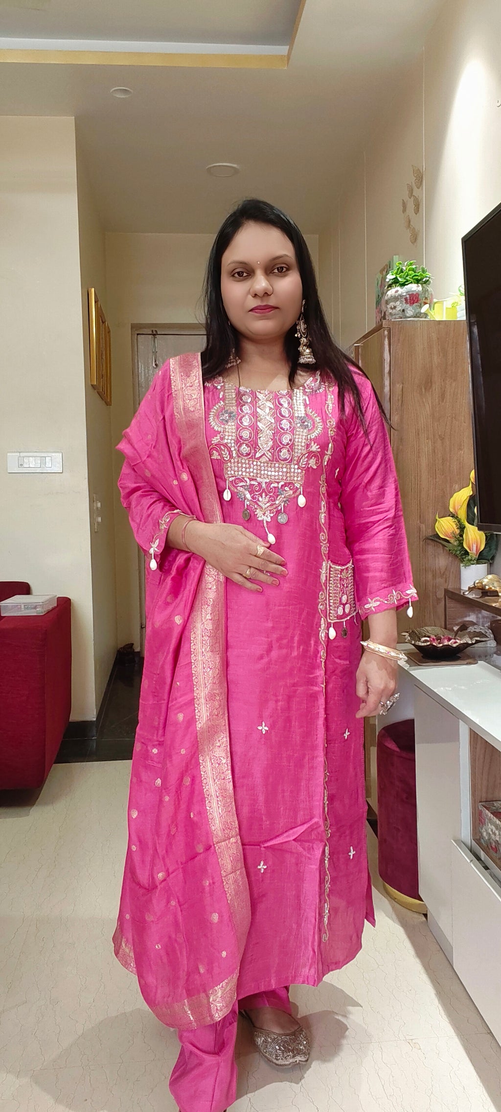 Gulbahar – Pink Sequin Embroidered Festive Suit Set with Zari Woven Dupatta